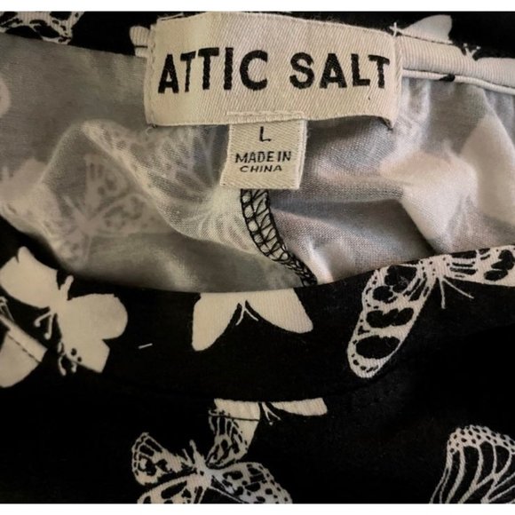 ATTIC SALT Black & White Butterfly Print 3/4 Sleeve Shift Mini Dress Sz L NEW Br - Picture 3 of 4